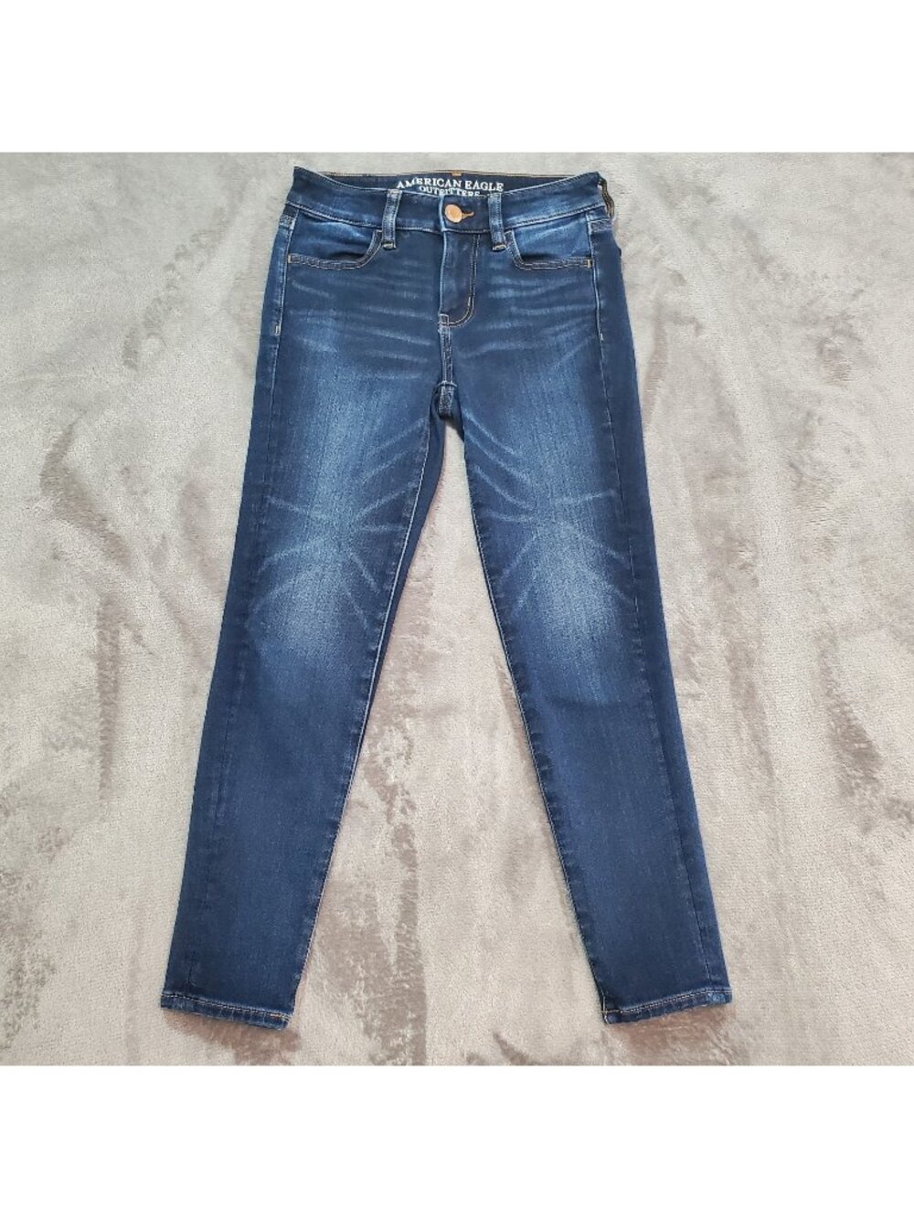 American Eagle Jeans Womens Size 0 Jegging Dark Blue 360 Super Stretch Crop